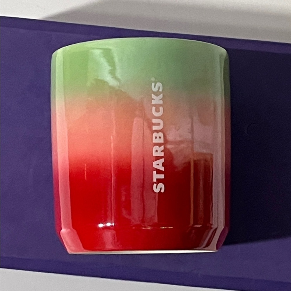 NWOT⭐️Starbucks Pearl Red Green Ombre 8 fl oz Cup double walled 2020 Mug